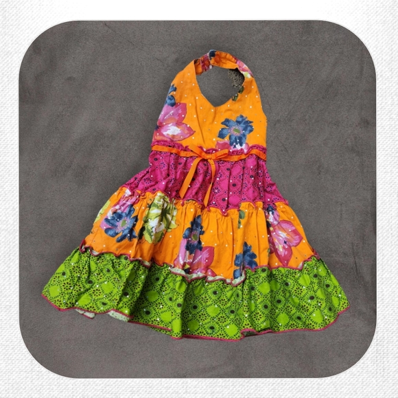 Robe Fille Blueberi Boulevard Imprimé Fleurs Marron & Rose - Taille 6X, Neuve Sans étiquettes